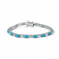 EverTrue Sky Blue Topaz and Egyptian Turquoise 14.40 ctw Bracelet in Platinum Bond (7.25 In)