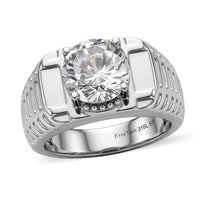 EverTrue Simulated Diamond Men's Ring in Stainless Steel