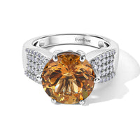 EverTrue Brazilian Citrine and White Zircon 5.60 ctw Ring in Platinum Bond (Size 10.0)