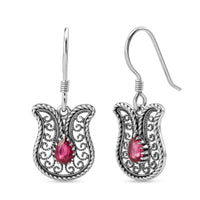 D'Joy Passport to Turkey Artisan Crafted Premium Niassa Ruby (FF) Earrings in Sterling Silver 1.00 ctw