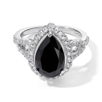 EverTrue California Black Jade and White Zircon 4.00 ctw Ring in Platinum Bond (Size 10.0)
