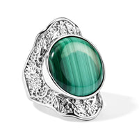 EverTrue African Malachite Solitaire Ring in Stainless Steel (Size 10.0) 26.70 ctw