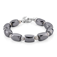 Terahertz, White Freshwater Pearl Beaded Bracelet in Stainless Steel 80.00 ctw