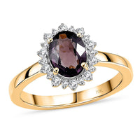 Luxoro 10K Yellow Gold AAA Narsipatnam Purple Spinel, Diamond (I2) (0.20 cts) Ring (Size 6.0) 1.50 ctw