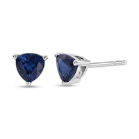 Kanchanaburi Blue Sapphire (DF) 1.10 ctw Stud Earrings in Rhodium Over Sterling Silver