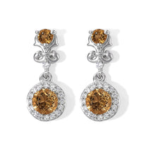 EverTrue Premium Brazilian Citrine and White Zircon 1.50 ctw Stud Earrings in Platinum Bond