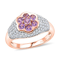 D'Joy Narsipatnam Purple Spinel, Moissanite Ring in 18K Vermeil RG Over Sterling Silver (Size 10.0) 2.00 ctw