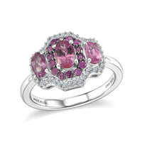 D'Joy Mahenge Purple Spinel, Multi Gemstone Ring in Rhodium Over Sterling Silver (Size 10.0) 1.65 ctw
