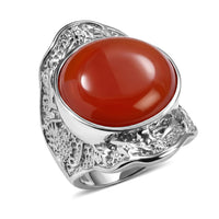 EverTrue Red Jade 24.10 ctw Solitaire Ring in Stainless Steel (Size 10.0)