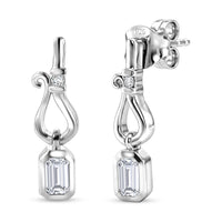D'Joy Moissanite 0.60 ctw Dangling Earrings in Platinum Over Sterling Silver