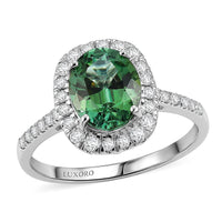 Certified & Appraised Luxoro 10K White Gold AAA Mint Tourmaline, Diamond (I2) (0.54 cts) Ring (Size 6.0) 3.00 ctw