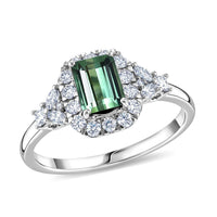 Certified & Appraised AAA Arquiana Mint Tourmaline and Luxuriant Lab Grown Diamond G-H SI 1.79 ctw Ring in 10K White Gold