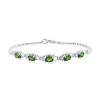 Natural Chrome Diopside and White Corundum 3.00 ctw Bracelet in Rhodium Over Sterling Silver (7.00 In)