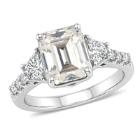 D'Joy Lab Grown Emerald and Moissanite Ring in 18K Vermeil Rose Gold Over Sterling Silver (Size 10.0) 3.10 ctw