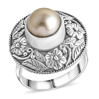 D'Joy Bali Legacy South Sea Golden Pearl 9-11mm Ring in Sterling Silver (Size 10)