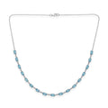 D'Joy Premium Cambodian Blue Zircon and Moissanite 13.50 ctw Midnight Ocean Sparkle Necklace in Rhodium Over Sterling Silver (18 Inches) - Sticky add to cart bar