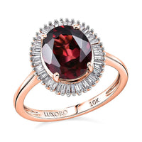 Luxoro 10K Rose Gold AAA Malawi Magenta Garnet, Diamond (I2) (0.30 cts) Halo Ring (Size 10.0) 3.30 ctw