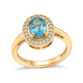 D'Joy Premium Cambodian Blue Zircon, Moissanite Ring in 18K Vermeil YG Over Sterling Silver (Size 10.0) 2.10 ctw - Sticky add to cart bar