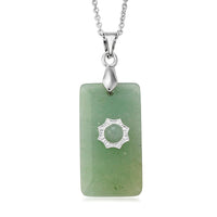 Green Aventurine 15.00 ctw Pendant Necklace in Silvertone 17 Inches