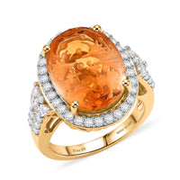 Certified & Appraised D'Joy Brazilian Citrine and Moissanite 5.70 ctw Ring in 18K Vermeil Yellow Gold Over Sterling Silver (Size 7.0)