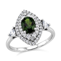 D'Joy Premium Chrome Diopside, Moissanite Ring in Rhodium Over Sterling Silver (Size 10.0) 2.40 ctw