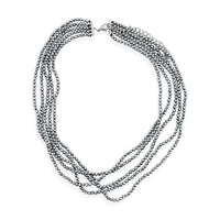 Terahertz Beaded Necklace (16.5-20.5) in Silvertone and Stainless Steel 150.00 ctw