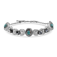 D'Joy Artisan Crafted Premium Blue Moon Turquoise and White Buffalo 6.30 ctw Bracelet in Sterling Silver (6.50-8.0In)