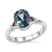 EverTrue Cassiopeia Mystic Topaz, Simulated Orange Diamond Ring in Stainless Steel (Size 10.0) 3.60 ctw