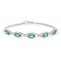 Green Quartz and White Corundum 3.10 ctw Bracelet in Rhodium Over Sterling Silver (7.00 In)