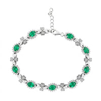 Green Quartz, White Corundum Bracelet in Rhodium Over Sterling Silver (7-8In) 4.85 ctw