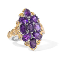 EverTrue African Amethyst 3.85 ctw Cluster Ring in 18K YG Plated and Platinum Bond (Size 10.0)