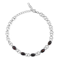 Black Opal, White Corundum Bracelet in Rhodium Over Sterling Silver (7-9In) 3.20 ctw