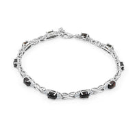 Black Opal, White Corundum Bracelet in Rhodium Over Sterling Silver (7-8In) 4.20 ctw