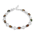 Black Opal and White Corundum 4.65 ctw Bracelet in Rhodium Over Sterling Silver (7-8In) - Sticky add to cart bar