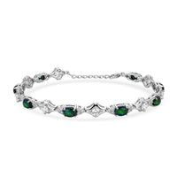 Black Opal and White Corundum 2.50 ctw Bracelet in Rhodium Over Sterling Silver (7-8In)