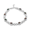 Black Opal and White Corundum 1.90 ctw Bracelet in Rhodium Over Sterling Silver (7-8In) - Sticky add to cart bar