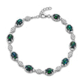 Black Opal and White Corundum 4.00 ctw Bracelet in Rhodium Over Sterling Silver (7-8In) - Sticky add to cart bar