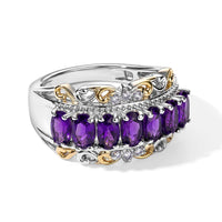 EverTrue African Amethyst and White Zircon 1.65 ctw Ring in 18K YG Plated and Platinum Bond (Size 10.0)