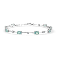 Green Quartz and White Corundum 4.40 ctw Bracelet in Rhodium Over Sterling Silver (7.5-8.5In)