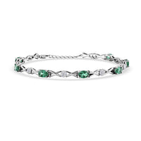 Green Quartz and White Corundum 4.25 ctw Bracelet in Rhodium Over Sterling Silver (7.5-8.5In)