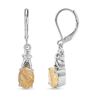 EverTrue Golden Rutilated Quartz, Simulated Champagne Diamond Lever Back Earrings in Stainless Steel 2.30 ctw