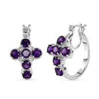 EverTrue African Amethyst 3.20 ctw Hoop Earrings in Platinum Bond