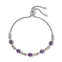 EverTrue African Amethyst 2.15 ctw Cluster Bracelet in 18K YG Plated and Platinum Bond (10.50 In)