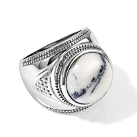 EverTrue Dendritic Agate 8.40 ctw Solitaire Ring in Stainless Steel (Size 10.0)