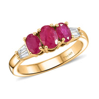 D'Joy Premium Montepuez Ruby and Moissanite 1.30 ctw Ring in 18K Vermeil Yellow Gold Over Sterling Silver (Size 7.0)