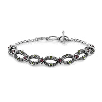 D'Joy Passport to Israel Artisan Crafted Chrome Diopside, Orissa Rhodolite Garnet Bracelet in Sterling Silver (7.25 In) 2.10 ctw