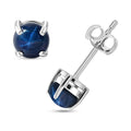 D'Joy Premium Blue Star Sapphire (DF) 1.70 ctw Earrings in Rhodium Over Sterling Silver - Sticky add to cart bar