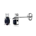 D'Joy Premium Blue Star Sapphire (DF) and Moissanite Earrings in Rhodium Over Sterling Silver - Sticky add to cart bar