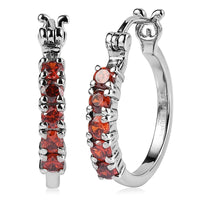EverTrue Simulated Garnet Color Diamond Hoop Earrings in Stainless Steel