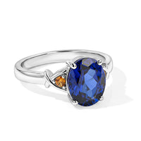 EverTrue Lab Created Blue Sapphire and Simulated Orange Diamond 3.65 ctw Solitaire Ring in Stainless Steel (Size 10.0)